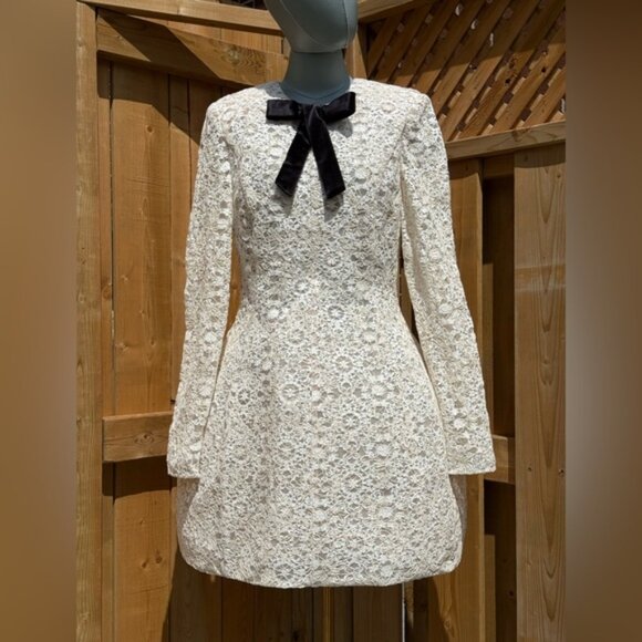 🆕 BRONX & BANCO 🧿 NWOT Courtney Long Sleeve White Lace Mini Dress, Sz XL US 10 - Picture 11 of 16